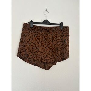 Auden silky satin Leopard Print Lounge Shorts Brown Black XXL Drawstring Waist